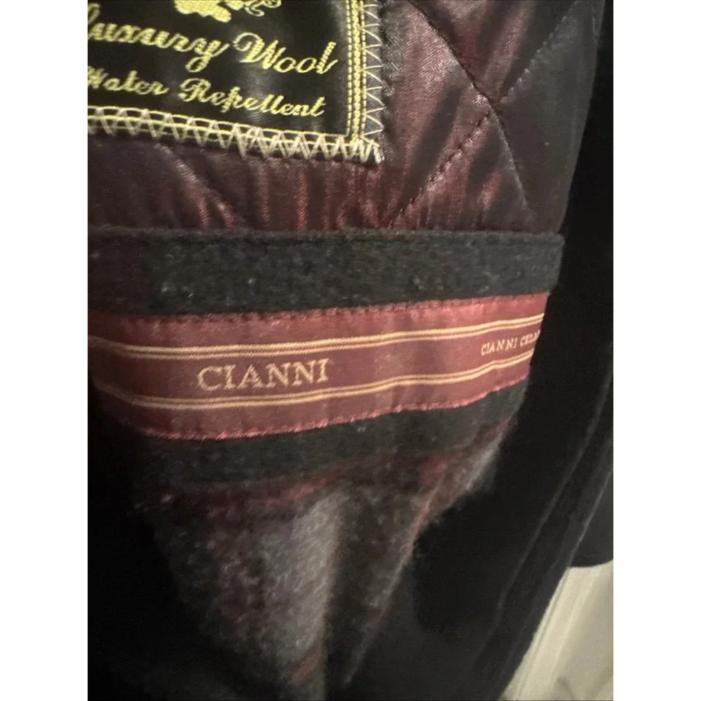 Cianni Cellini Men's Black Wool Coat Size 52R Designed In Italy EUC